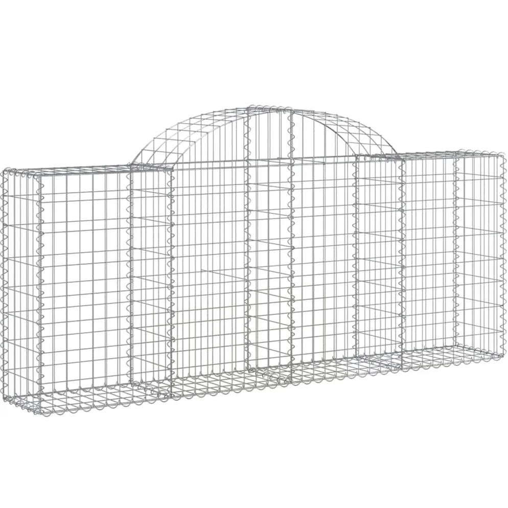 Gaviones con arco alto, 6 unidades, 200 x 30 x 80/100 cm, hierro galvanizado para barreras de jardín y protección visual como pared decorativa de gaviones de alambre robusto