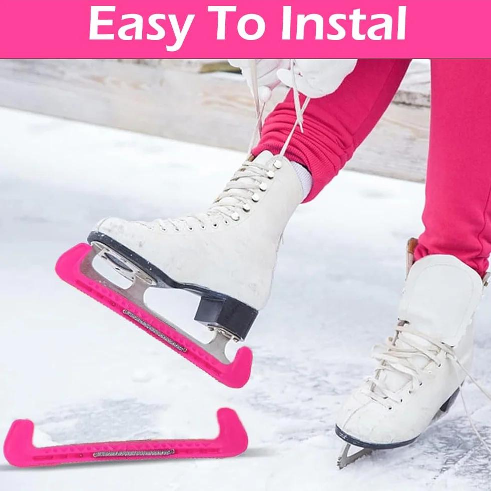 LightBeacon 1 Par de Protectores de Patines de Hielo Ajustables, Protecciones de Hoja para Patinaje Artístico, Rosa