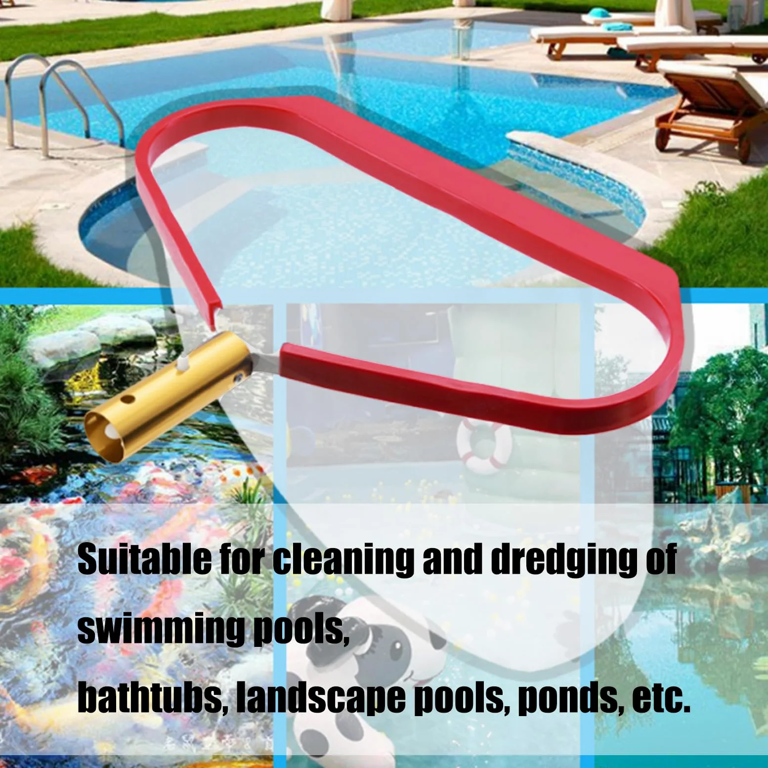 Este recogehojas para Piscinas Incluye una Red y rastrillo de Limpieza de Alta Resistencia para una eliminación eficiente de Hojas, una Red de Aterrizaje Duradera para Piscinas y una herrami