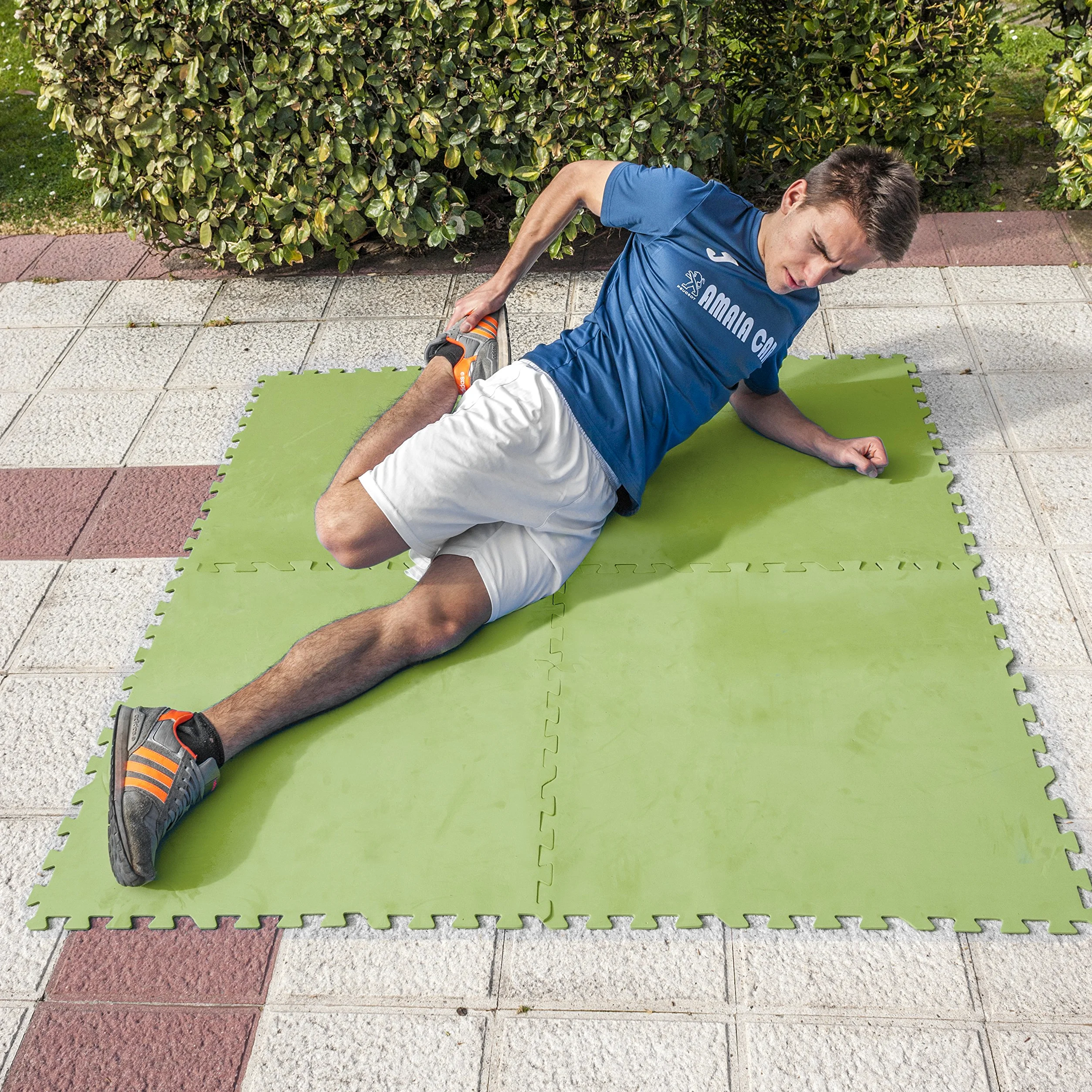 Gre MPF819 - Protector de Suelo para Piscina Fabricado en EVA Verde, 9 Piezas, 4,5 mm de Grosor, Resistente y Antipinchazos