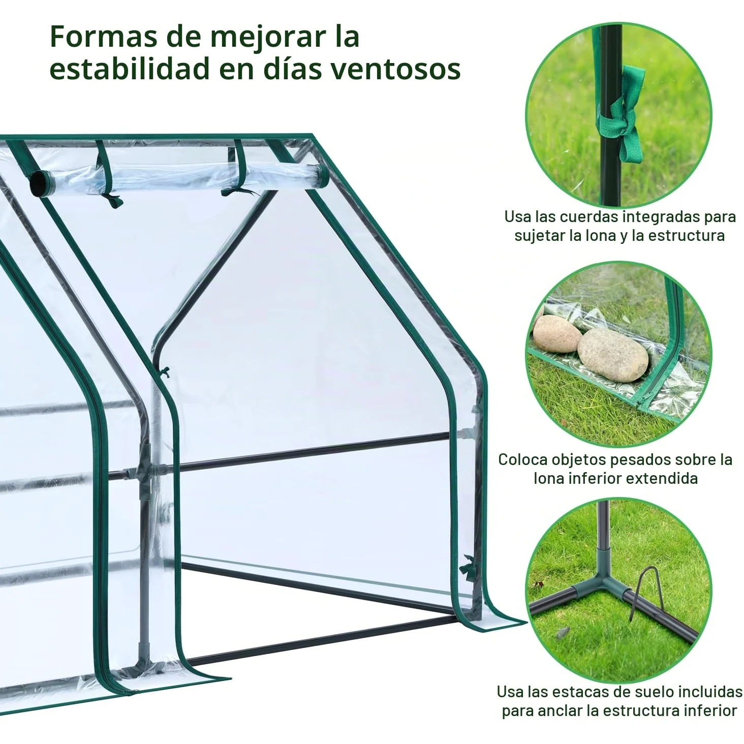 Ohuhu Mini invernadero portátil para exteriores, invernaderos de 180 x 91 x 91 cm con puertas dobles grandes con cremallera y estacas para el suelo, impermeable y con protección UV, invernadero de