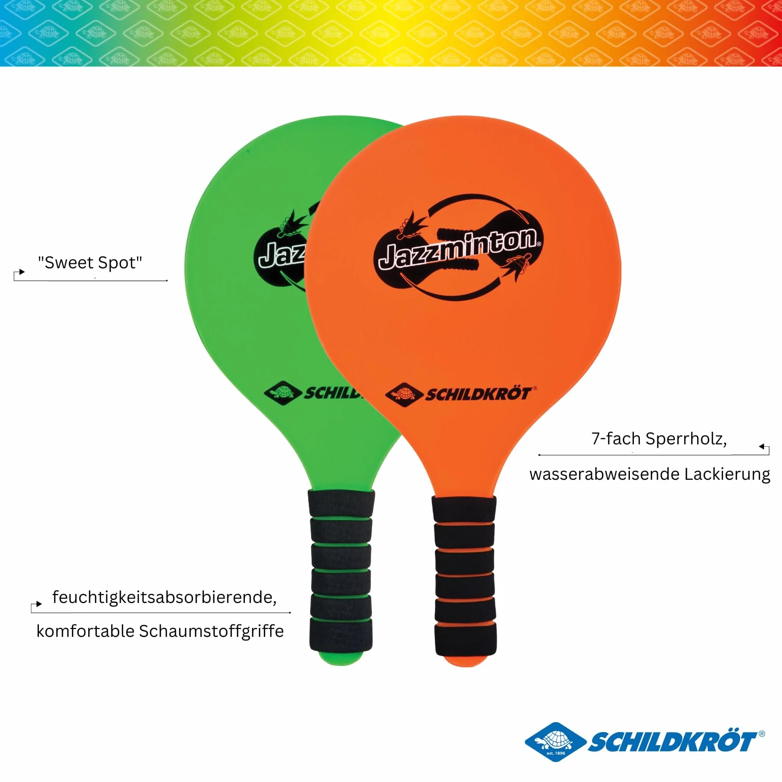 Schildkröt Jazzminton Set, 2 Raquetas, 3 Birdies, Pelota LED para Jugar de Noche, Juego de Raquetas de Playa