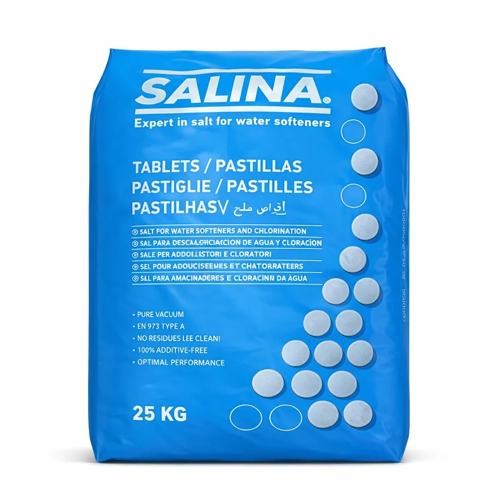 LLOFER - Sal en Tableta - Descalcificación de Agua - Agua más Clara y Suave - Sal para Piscina 25 kg