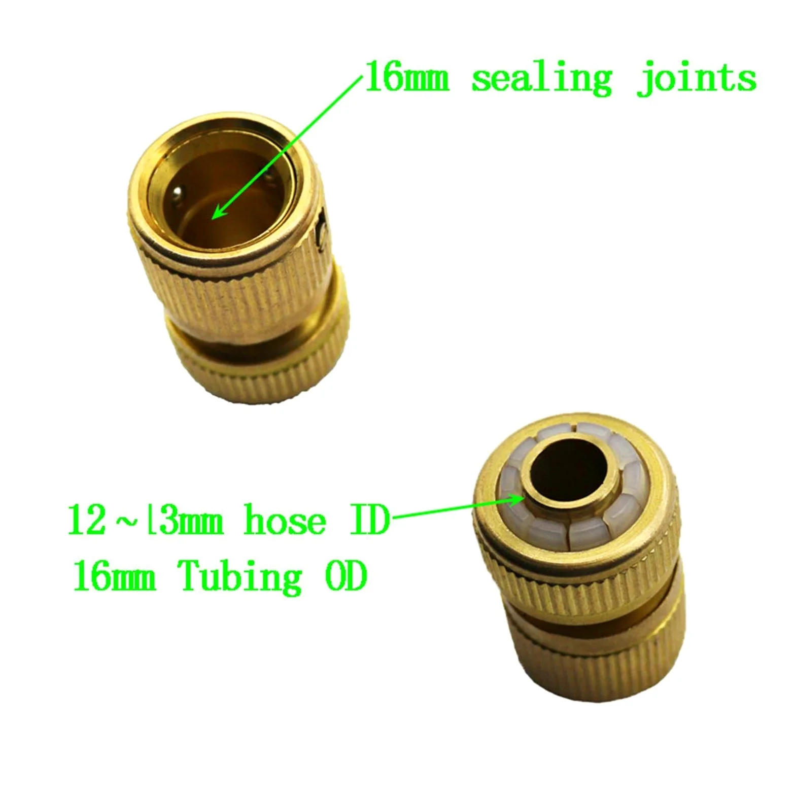 Rociador de riego para jardín, 6 piezas, accesorios de cobre, conexión rápida para grifo y manguera de lavadora, y accesorios estándar para pistola de agua industrial (diámetro: 16 mm, juntas de sel