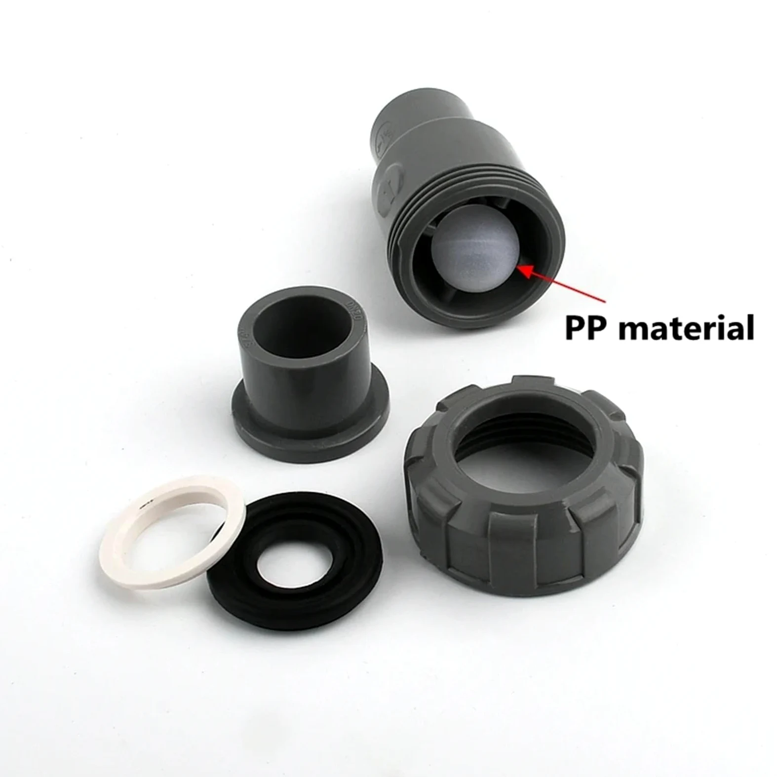 1 válvula de retención bola UPVC 20, 25, 32, 40 y 50 mm, vertical, adaptador escape for riego jardín acuario, conector tubería PVC(Dark Gray,20mm Inner diameter)