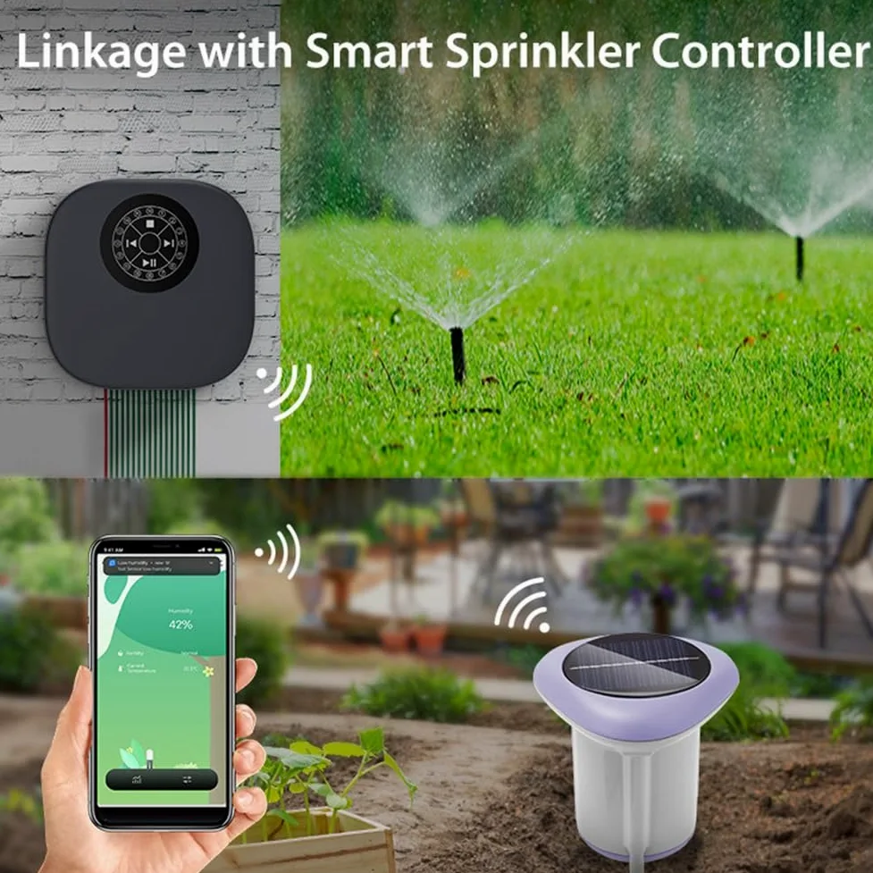 Sensor de Suelo Solar Tuya Smart Zigbee para Jardinería, Medidor de Temperatura y Humedad, Control por Aplicación, Termómetro de Suelo Digital