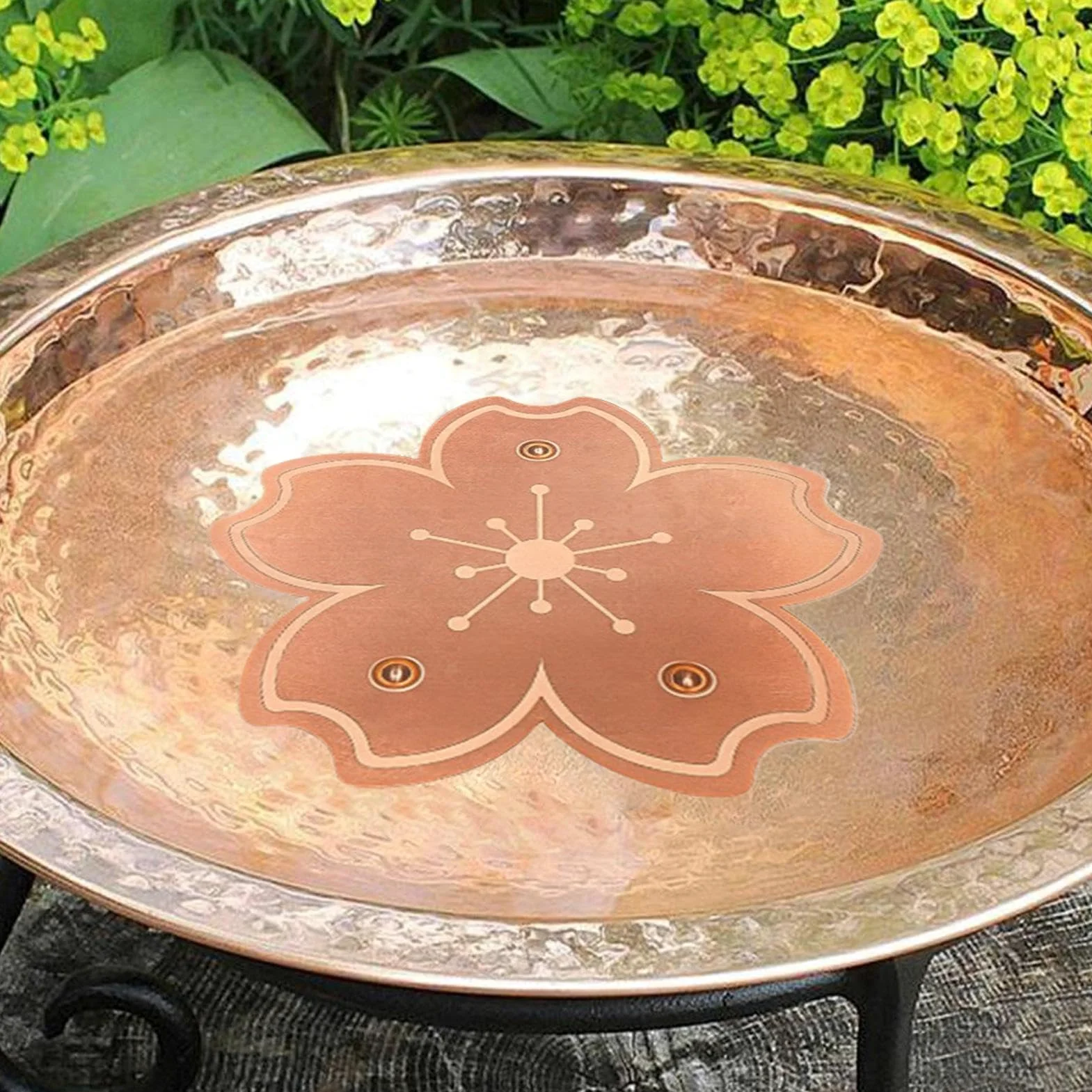 Disco Limpiador en Cobre para Bebedero de pájaros Plato Purificador Estable | Disco limpiador en cobre con soporte triple para bebedero Agua Y Baño En Exteriores Jardín P