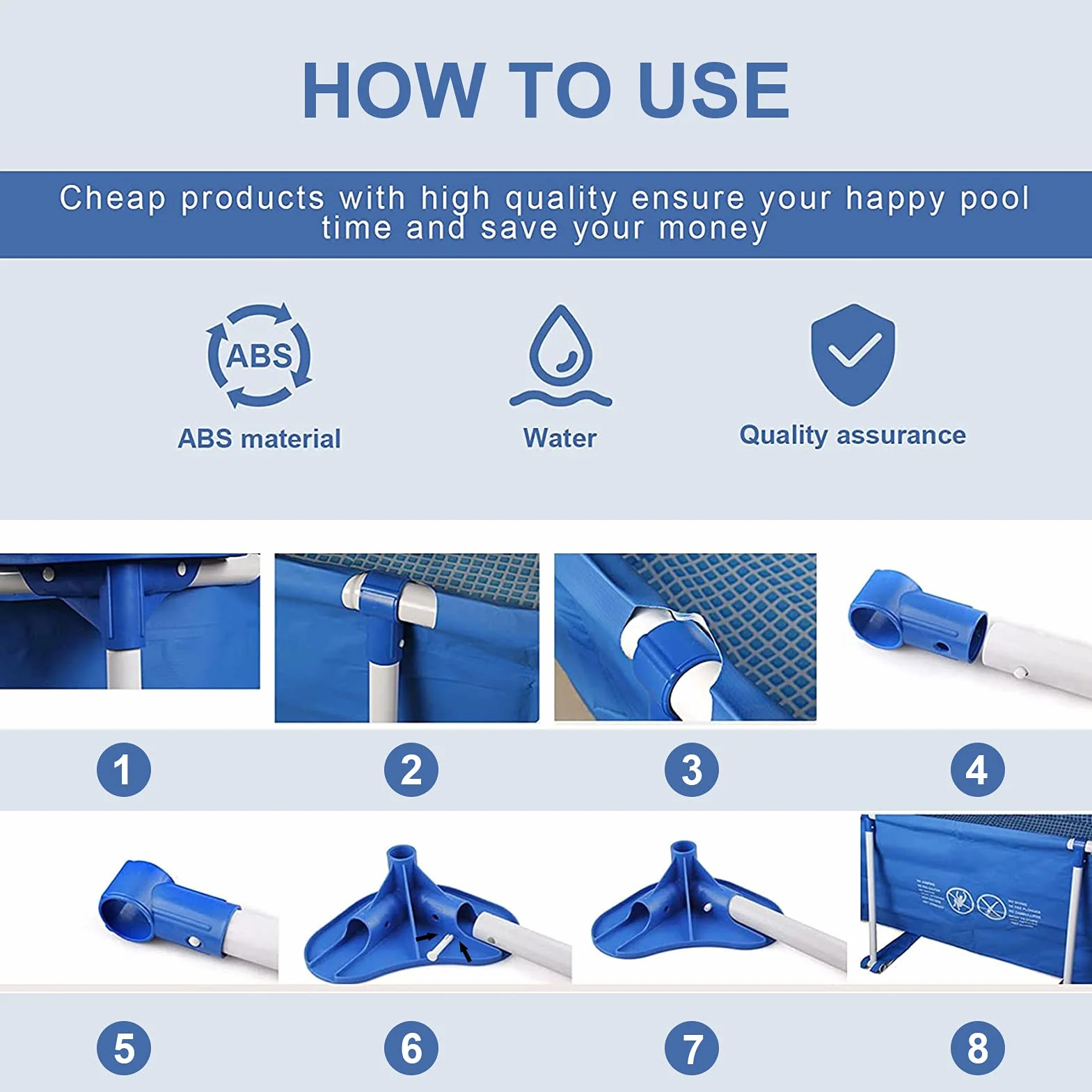 12pcs Pasador de Pasador de Repuesto para Piscina,Piezas de Repuesto para Marco de Piscina,Intex Piezas,Repuesto de Piscina de Plastico,Piscinas Intex Redondas,Repuesto para Piscina (24pcs)