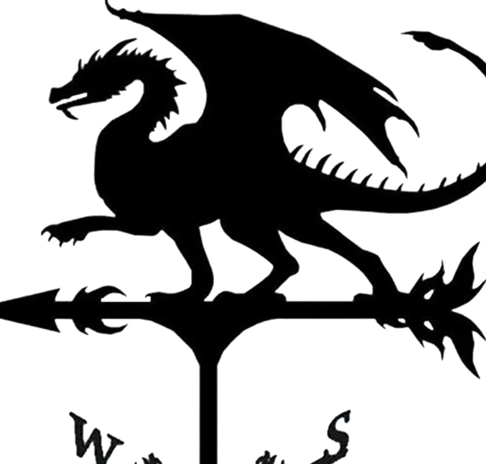 Alnicov Veleta de metal animal, veleta negra vintage indicador de dirección del viento cable para jardín exterior techo Paddock decoración veleta (dragón de fuego)