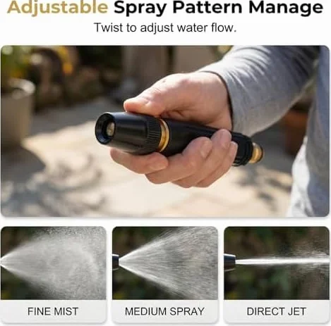 2026 Nueva Pistola de Agua para Lavado de Autos a Alta Presión para el Hogar con Boquilla y Manguera de Refuerzo, Boquilla Ajustable para Regar Plantas y Vegetales y Lavado de Autos (1PCS)