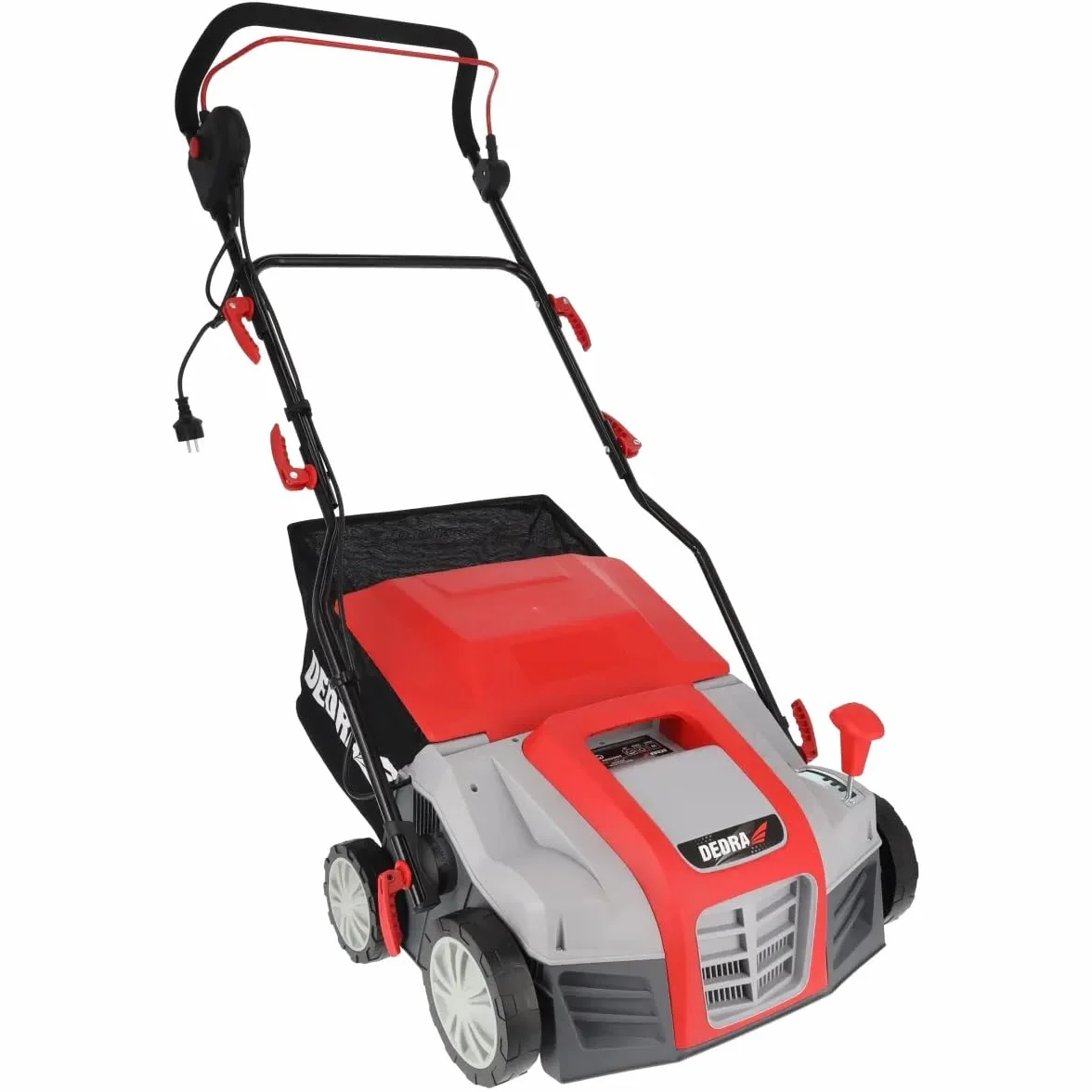 Escarificador aireador eléctrico DEDRA 2000 W, ancho de trabajo 40 cm, bandeja 55 L, ajuste 5 posiciones, rodillo escarificador y aireador, mantenimiento del césped