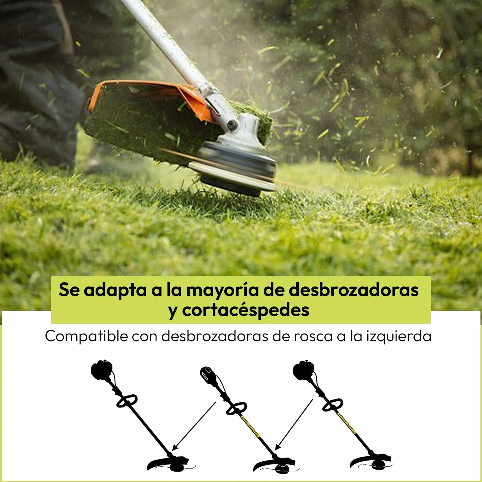 Samos® Cabezal Desbrozadora Universal Profesional 2 en 1 con Cadenas Metálicas – Accesorio de Repuesto Compatible con Desbrozadoras Kawasaki Stihl Husqvarna – Recambio Duradero Cortar Hierba y Maleza