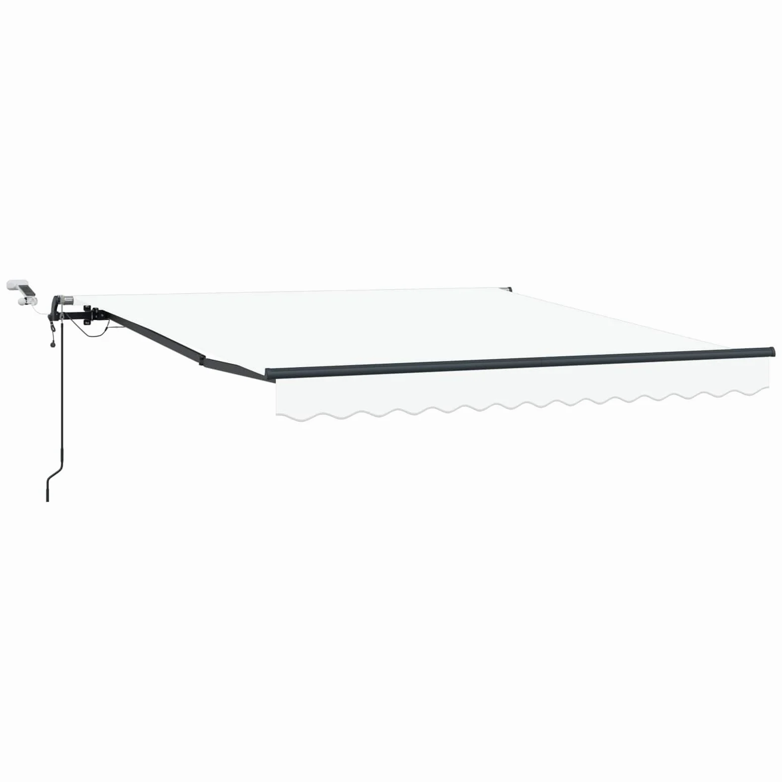 Toldo eléctrico con brazo articulado, 300 x 250 cm, color blanco, toldo motorizado de poliéster, con mando a distancia y sensor de viento, toldo retráctil para balcón, terraza y jardín