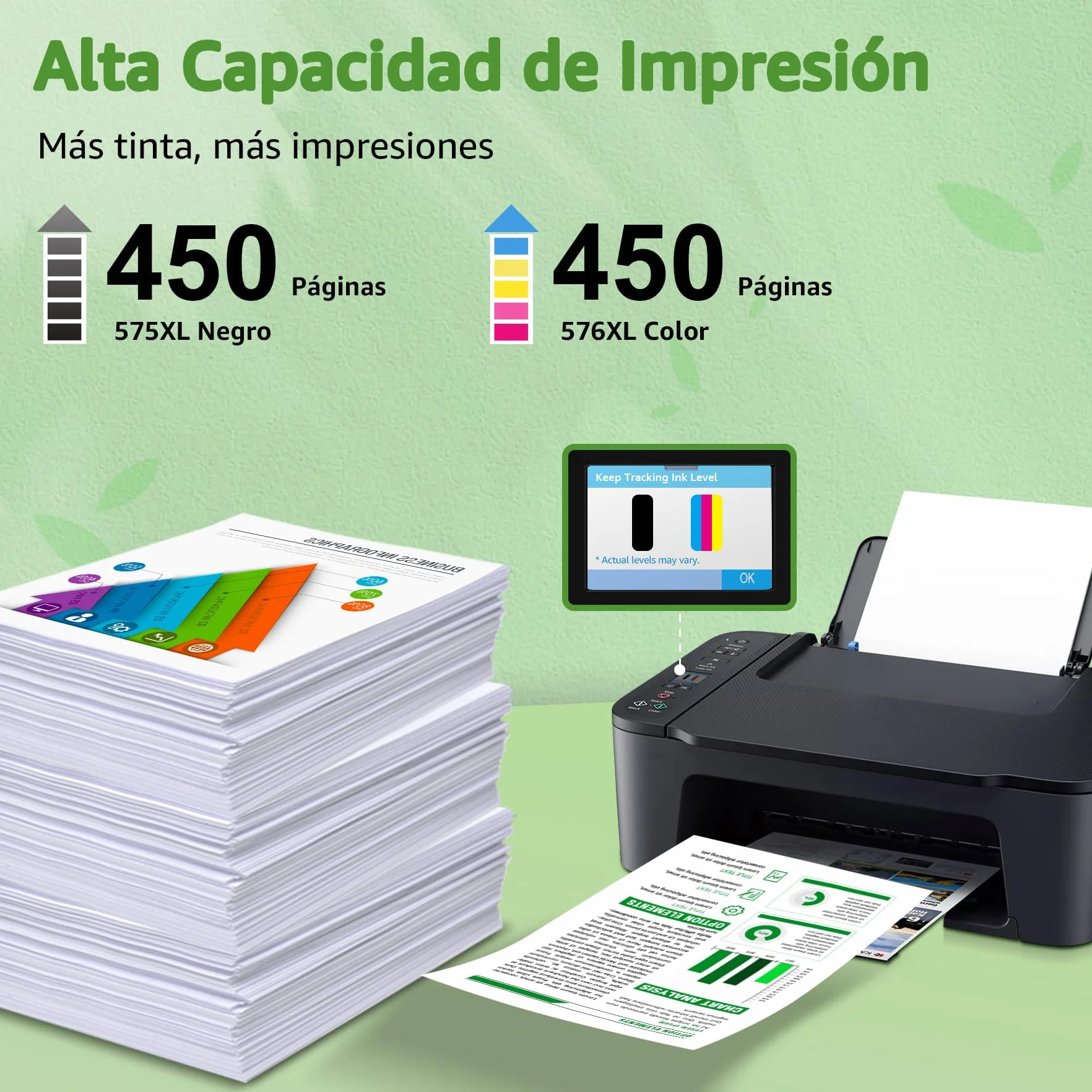 GREENSKY PG-575XL CL-576XL Cartuchos de Tinta para Canon 575 576 Negro y Color PIXMA TS3750i TS3751i TR4756i