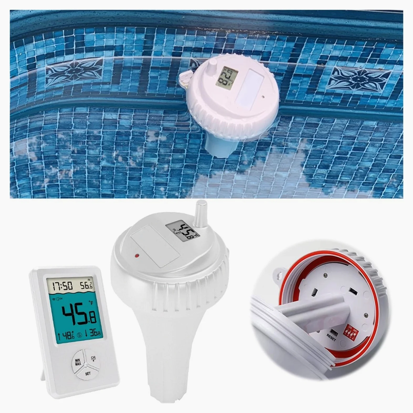 Termómetro Digital Inalámbrico For Piscina, Resistente Al Agua IPX8, Fácil De Leer, For Piscinas, Jacuzzis, Estanques Pequeños Y Acuarios Lectura Precisa De La Temperatura