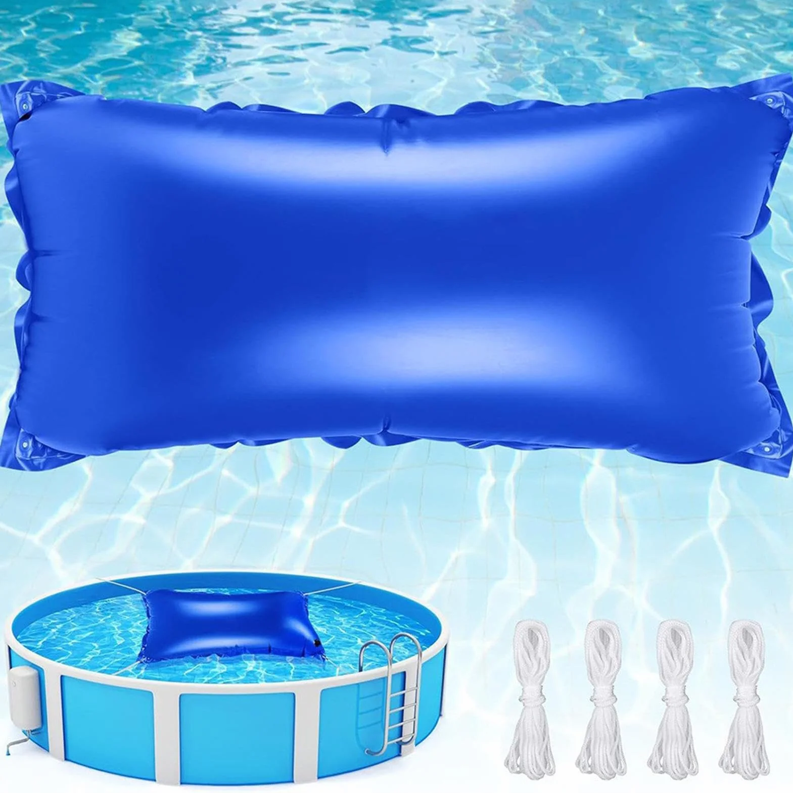 Almohada Inflable para Piscina | Almohada Aire para Piscina Resistente al frío Cojín de Aire para Piscinas para el Invierno Kit de Cierre Piscinas para el Invierno, con Cuerda de 4 Metros
