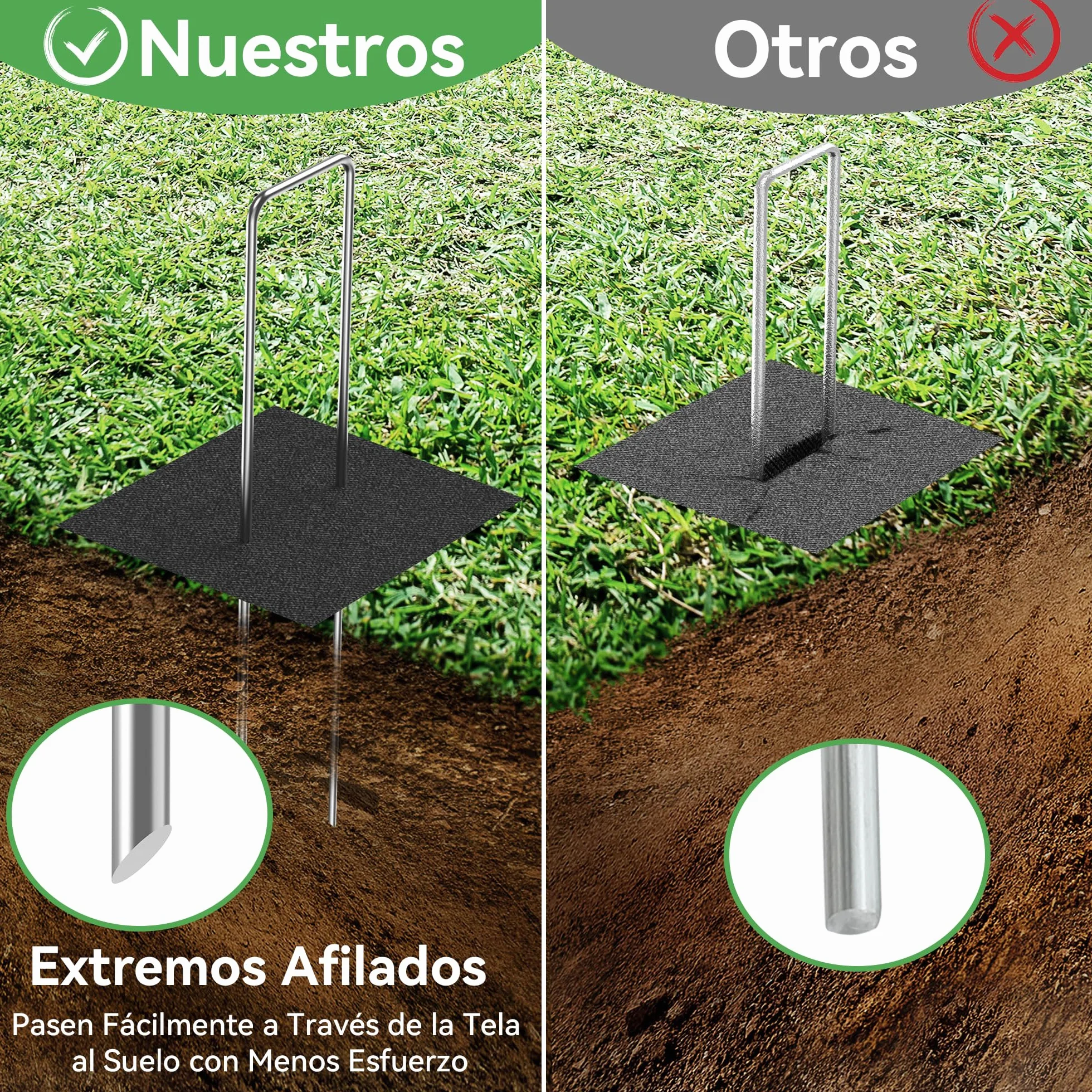 200 Piezas 20cm Ø 3mm Estacas Resistentes para Jardín - Grapas de Acero Galvanizado para Fijar Telas Antihierba, Redes y Tubos de Riego con 1 Gancho de Selección