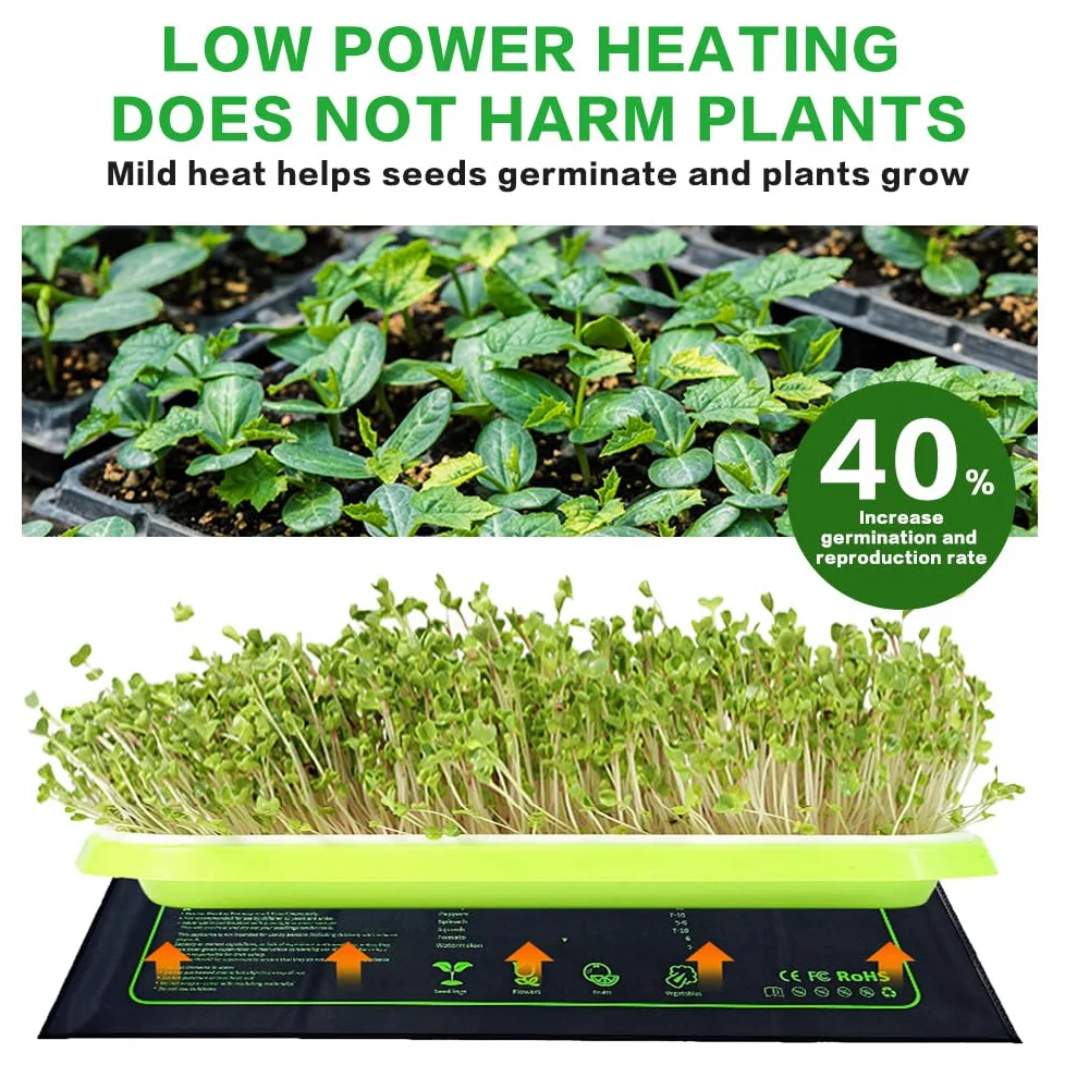 Estera Calefactora Ajustable para Plantas IP68 Impermeable 10x20 Pulgadas 18W