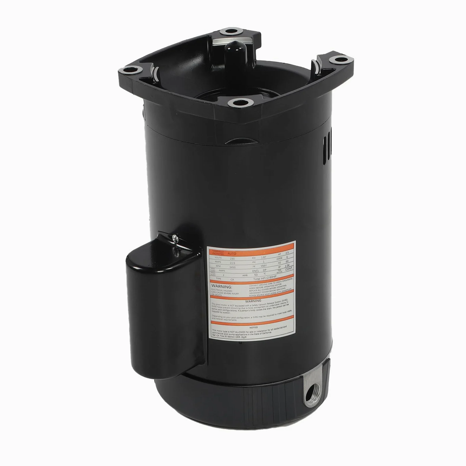 Marhynchus B2840 Motor de Reemplazo del Motor de la Bomba de Piscina para Bombas 2,5 11.5A 3450RPM Brida Cuadrada con Protección de Sobrecarga Térmica para Max-E-Glas Dura-Glas Dyna-Glas