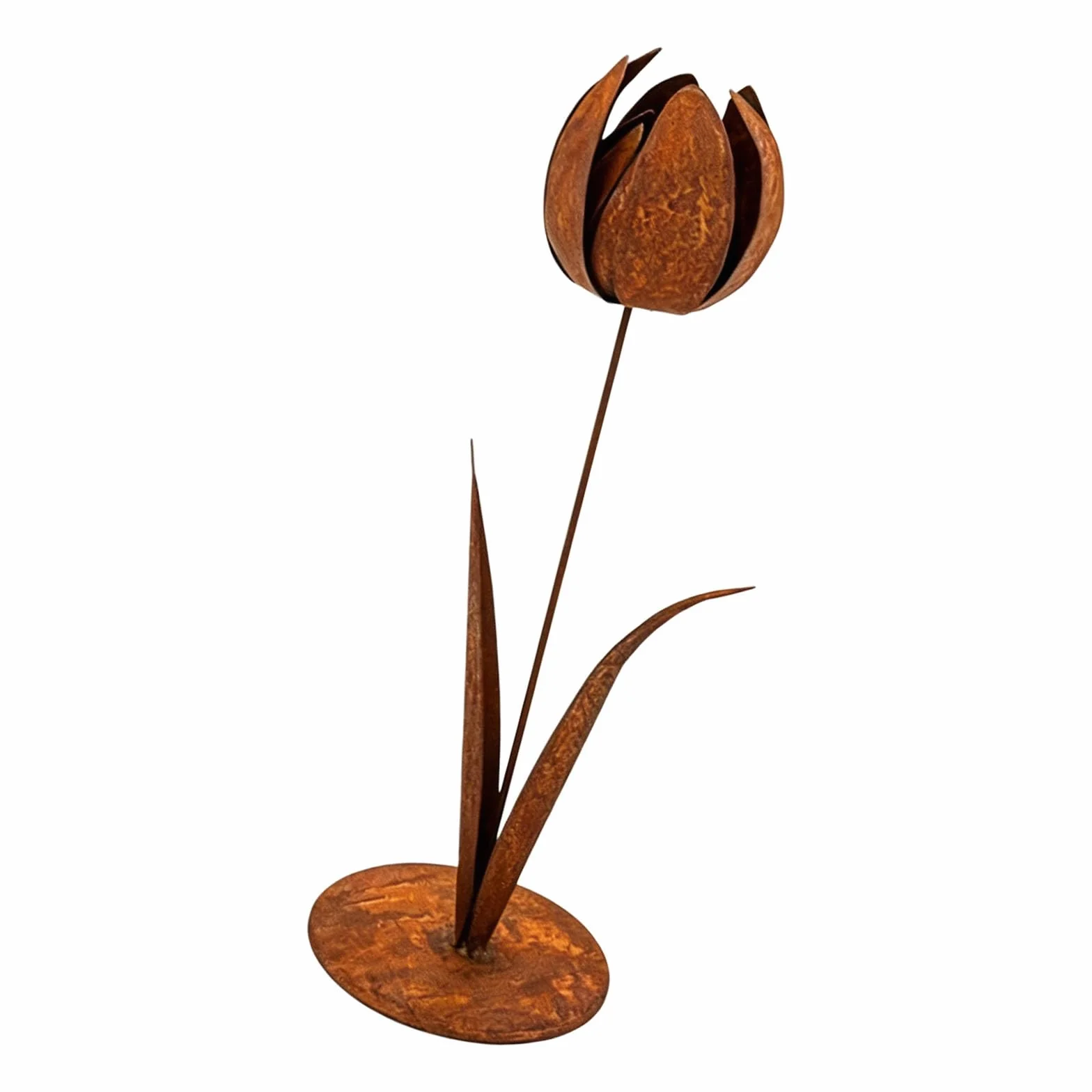 PANGBOER Retros Styles - Tulipanes de metal oxidado para patio, resistente a la intemperie, estaca decorativa a prueba de óxido, escultura de hierro
