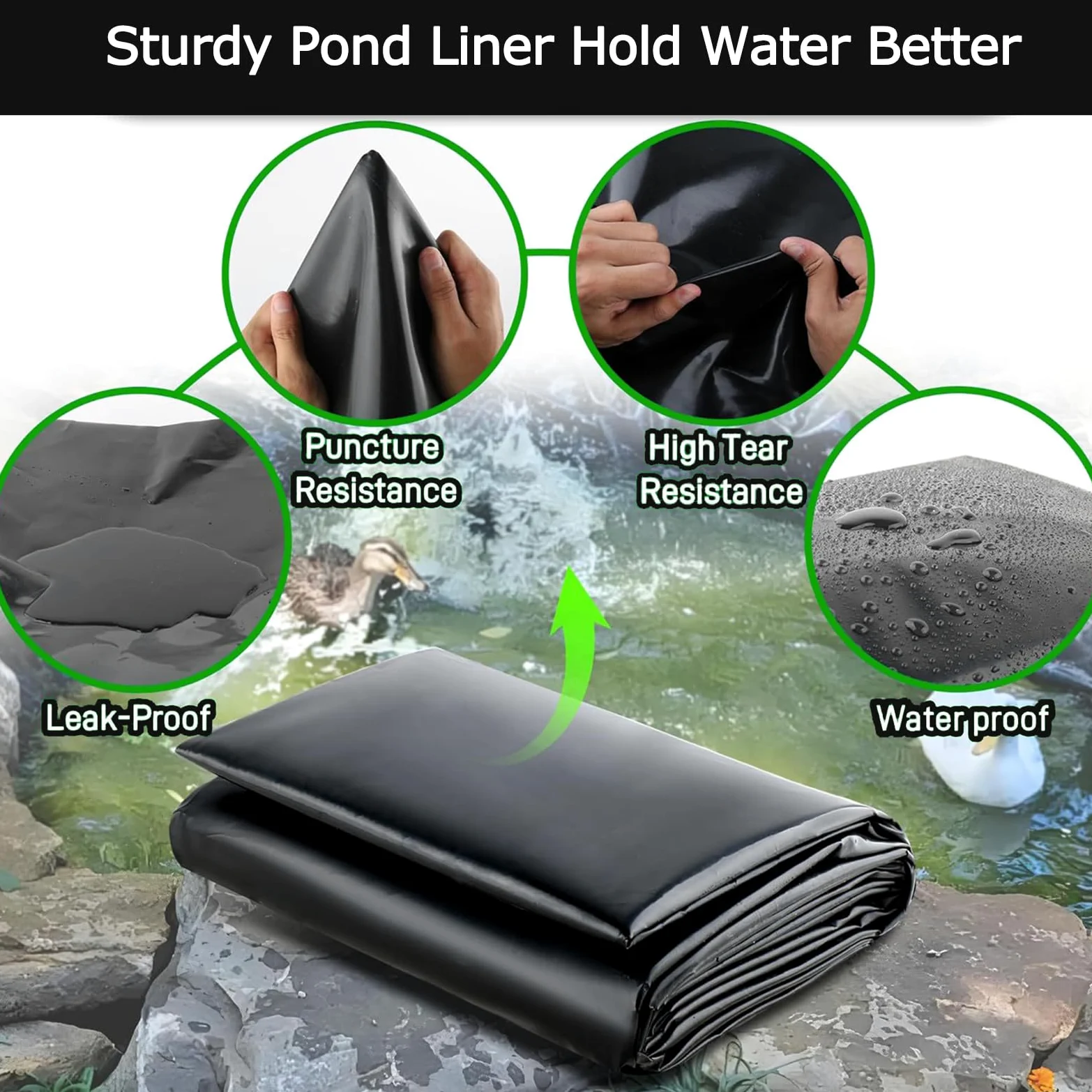 Revestimiento De Estanque Tortugas Exterior Duradero Negro, Revestimiento Resistente para Estanque de 4×5m, Pond Liner para Estanques,Construcc,Fuentes,Jardines Acuáticos y Cascadas