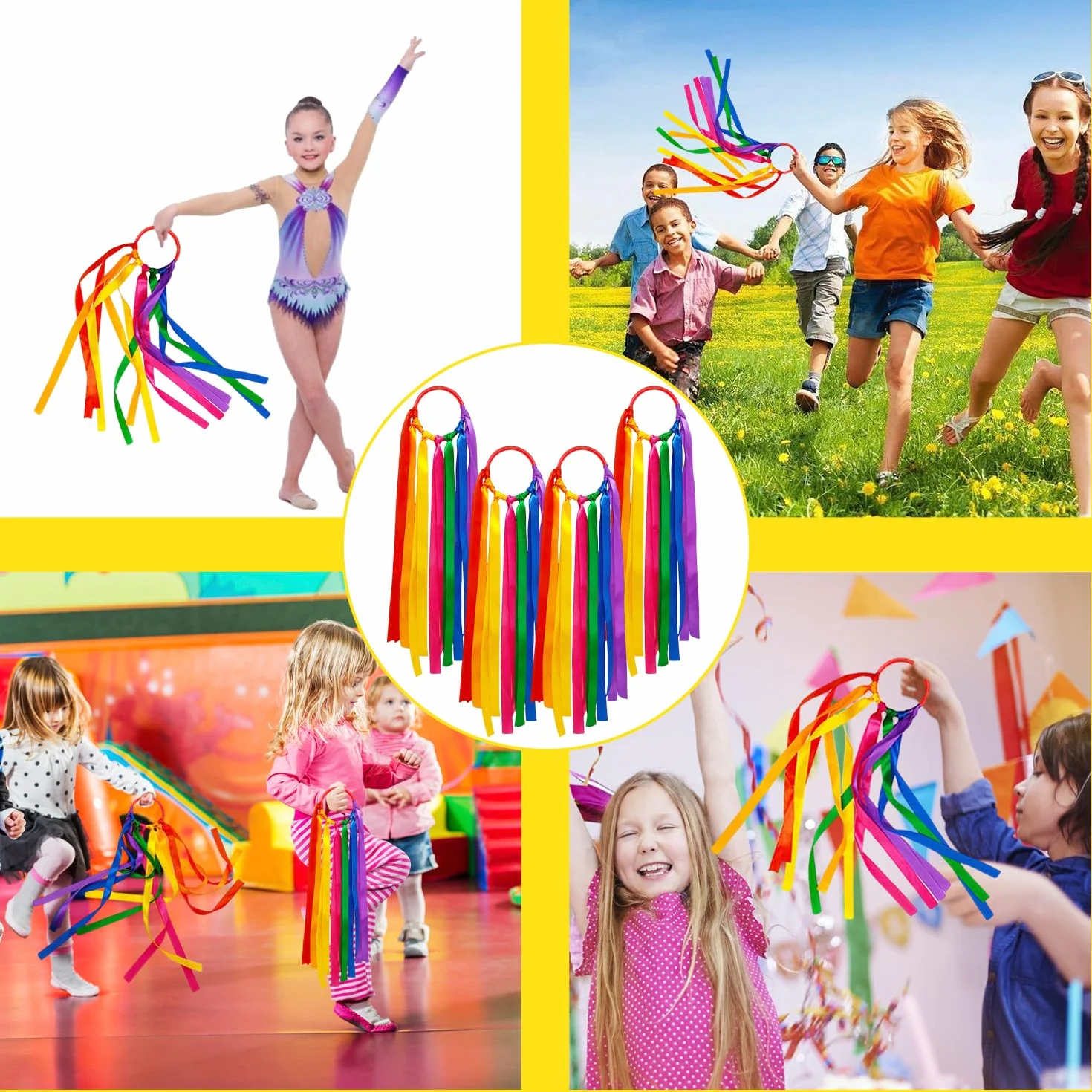 Cinta arco iris 4 piezas para baile gimnasia accesorios juguete niño regalo