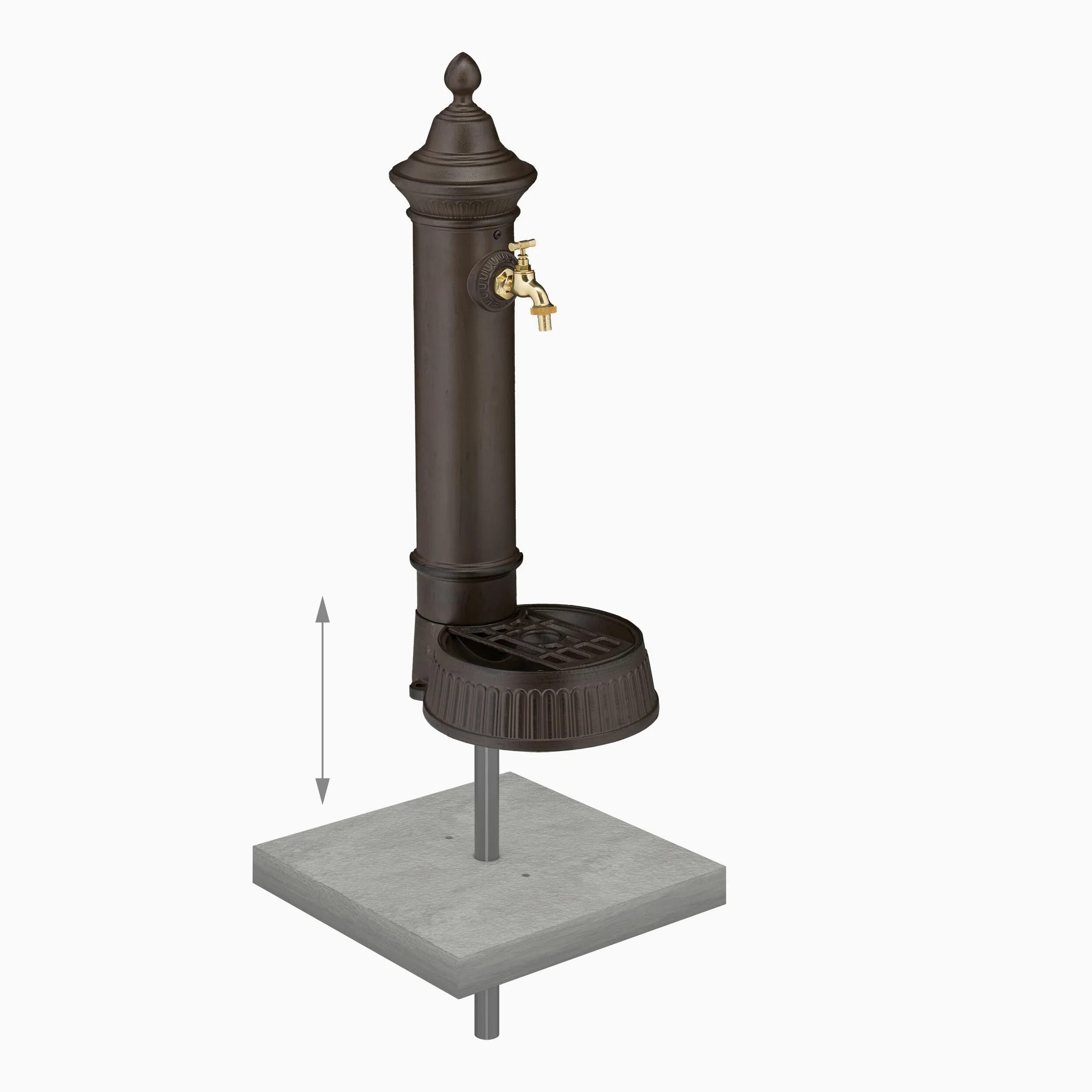 Relaxdays Fuente de Pie Antigua con Grifo y Pila 72x26x31 cm Bebedero Metálico Jardín