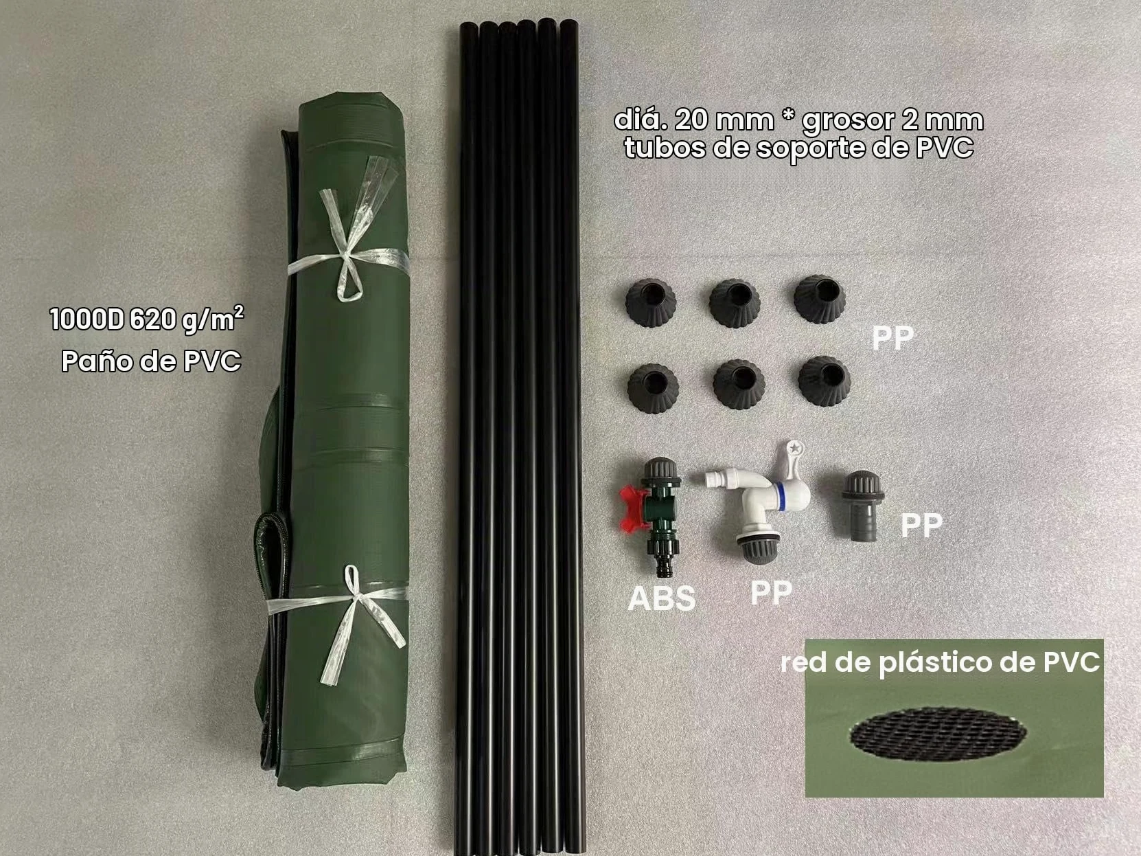 Depósito plegable de 300 litros para agua de jardín, depósito portátil de PVC para almacenamiento de líquidos con grifo, tapa con cremallera y conector de manguera