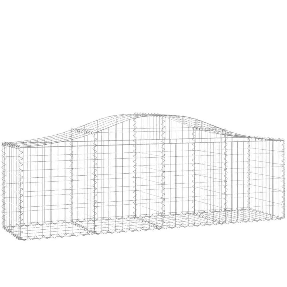 Gaviones con arco alto, 12 unidades, 200 x 50 x 60/80 cm, hierro galvanizado, para barrera de jardín y protección visual como pared de gaviones estable