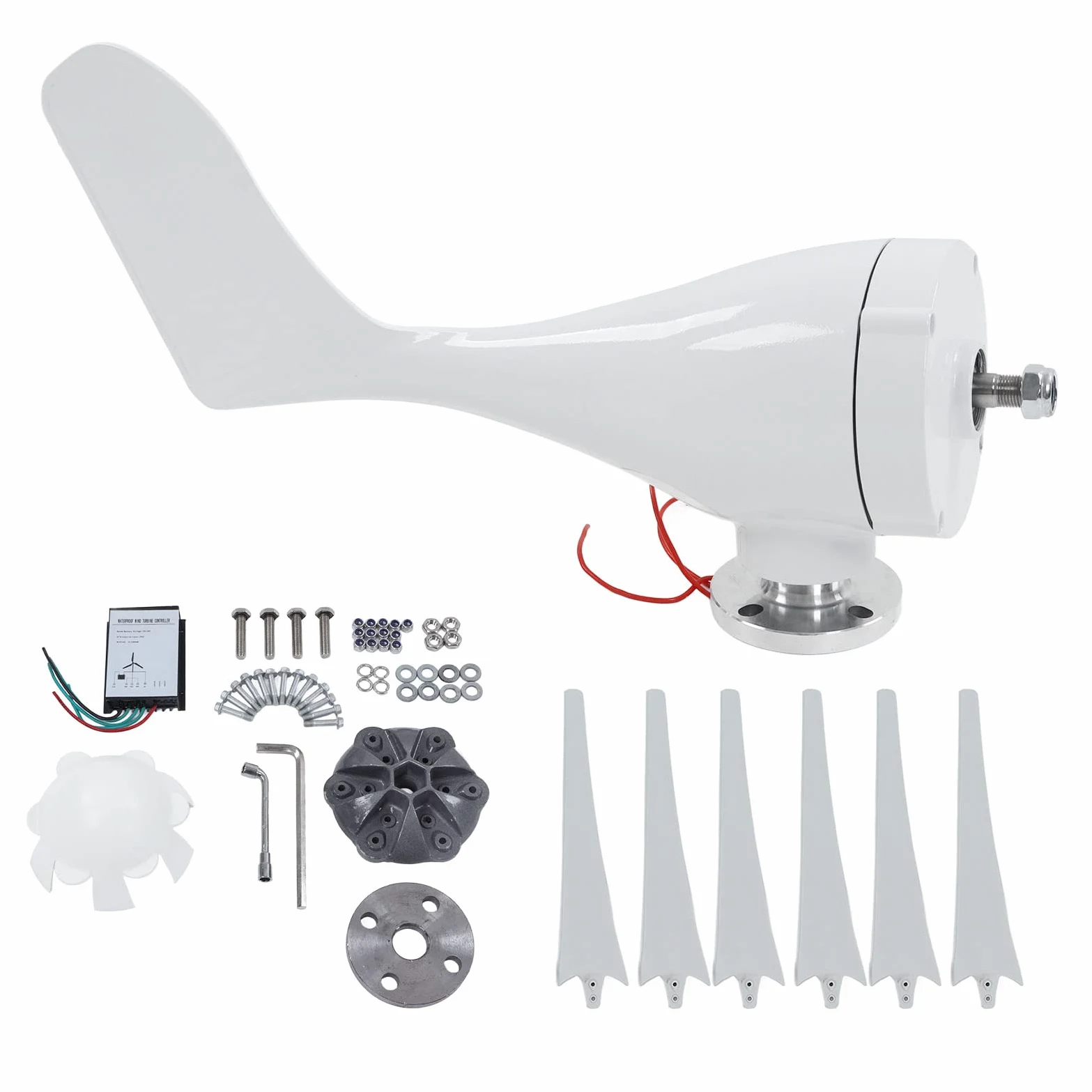 Kit de Generador de Turbina Eólica, Turbina Eólica de 6 Palas de Fibra de Nailon de 200 W con Controlador, Velocidad de Arranque Baja, Imán Permanente de Guiñada Automática para Equipos de