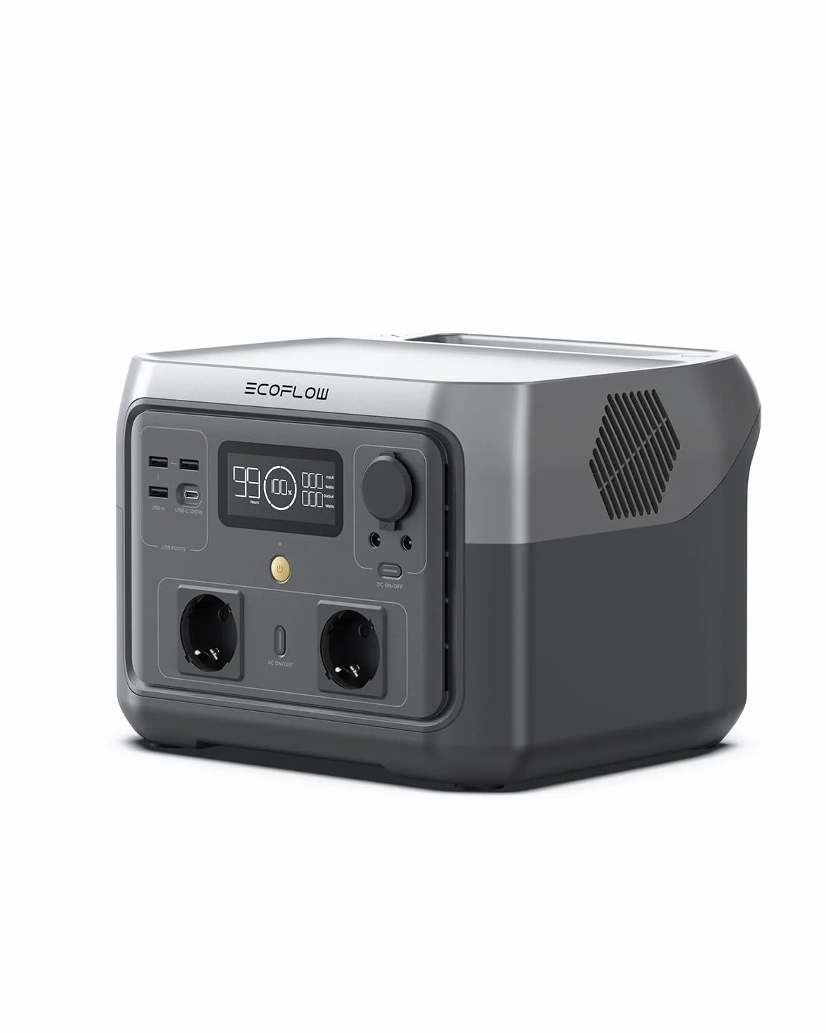 Estación de energía portátil EF ECOFLOW RIVER 2 MAX, batería LiFeP04 de 512 Wh, carga rápida en 1 hora, hasta 1000 W de potencia, generador solar para acampadas al aire libre/caravanas