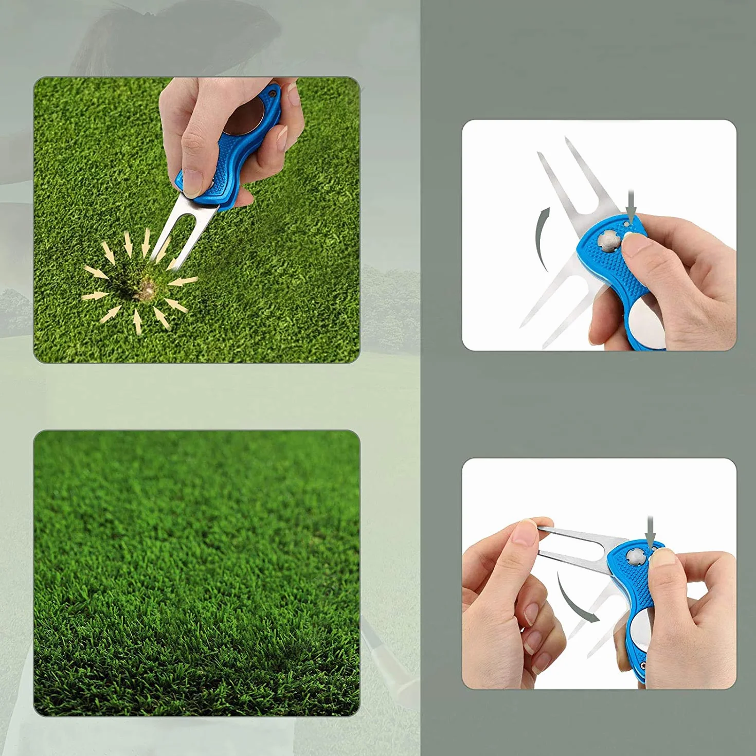 Pitch Fork Golf Arreglapiques Herramienta de reparación Resistente Estable Accesorio para Golf