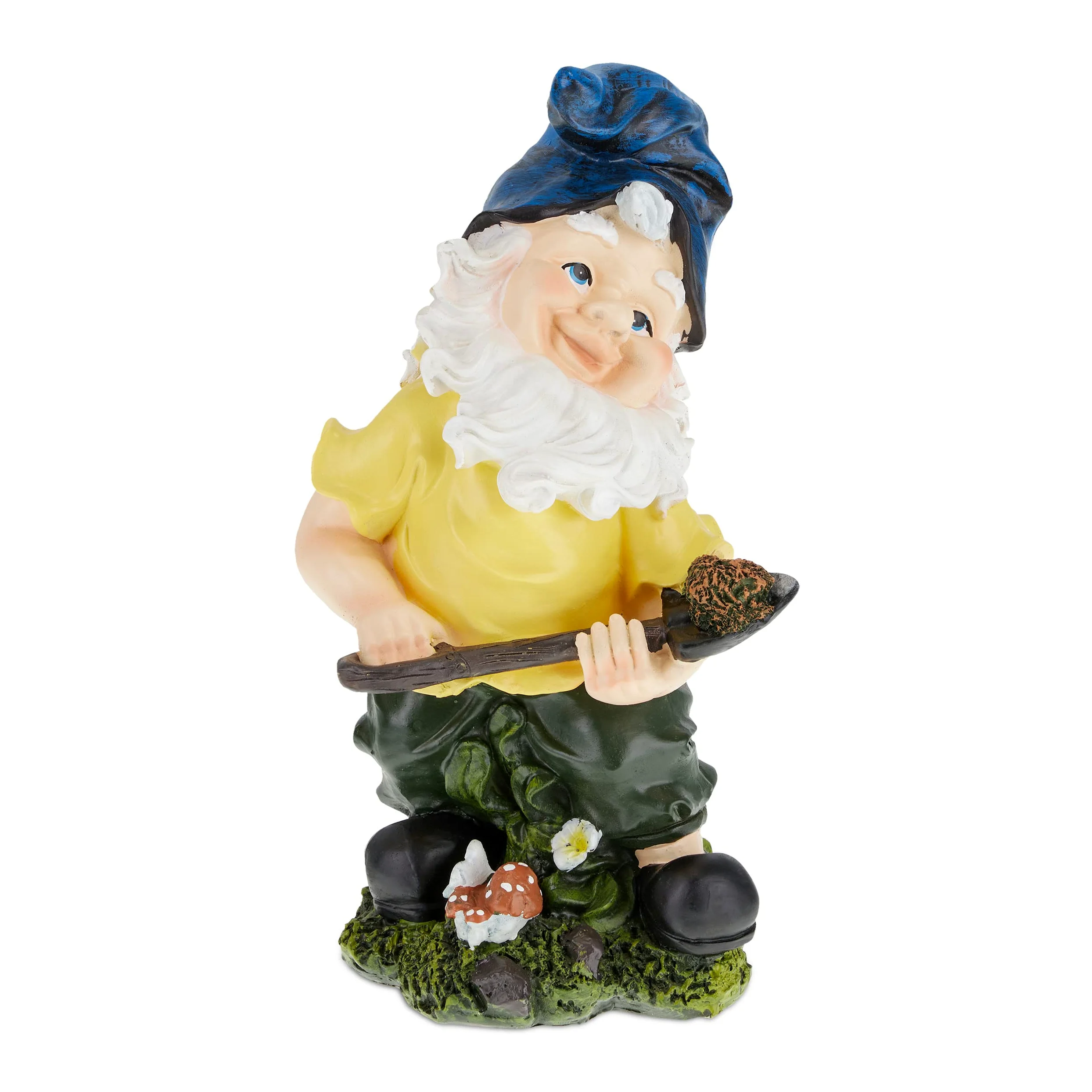 Relaxdays Gnomo de Jardín con Pala, Resistente Intemperie y Heladas, 32x17x15 cm, Figura Enano, Piedra Falsa, Multicolor, Polirresina