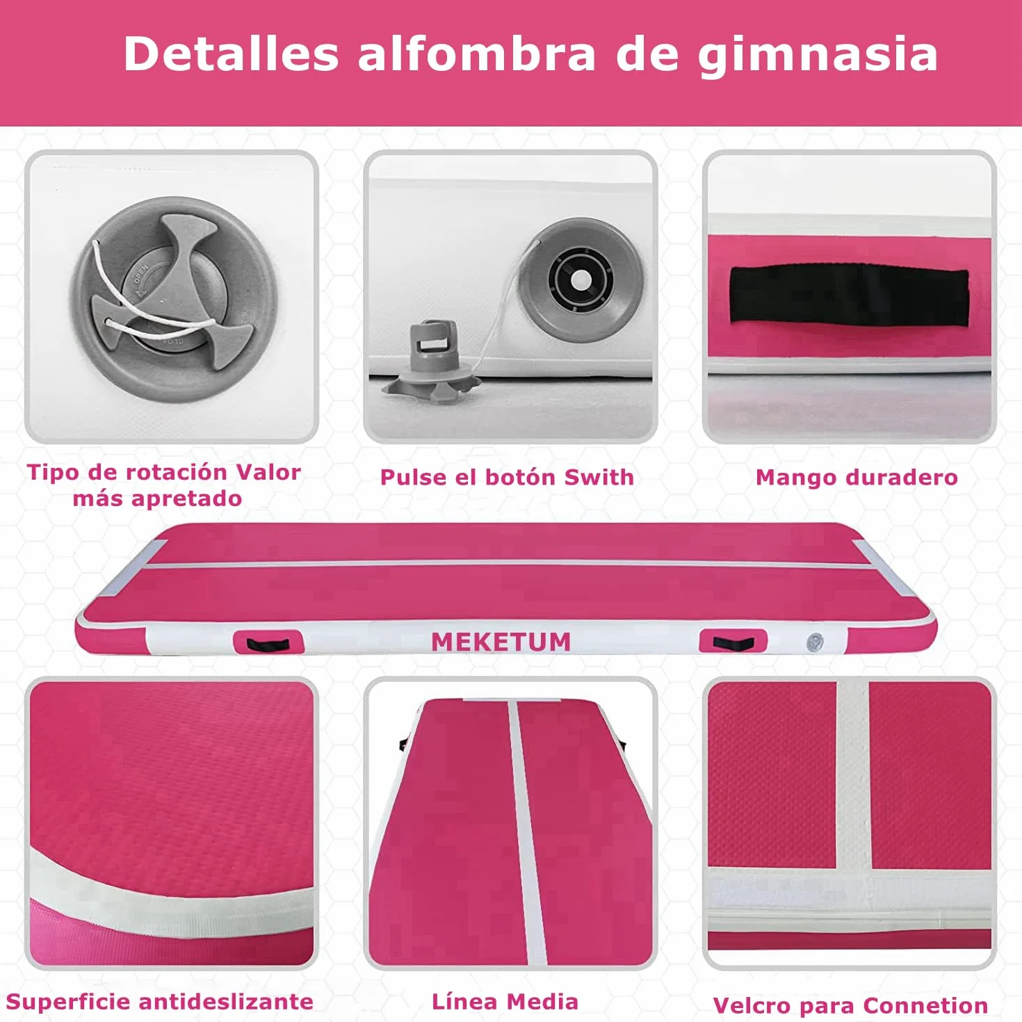 Colchoneta Hinchable Gimnasia Rítmica 2-6m 10/20cm Gruesa con Bomba Fitness Yoga