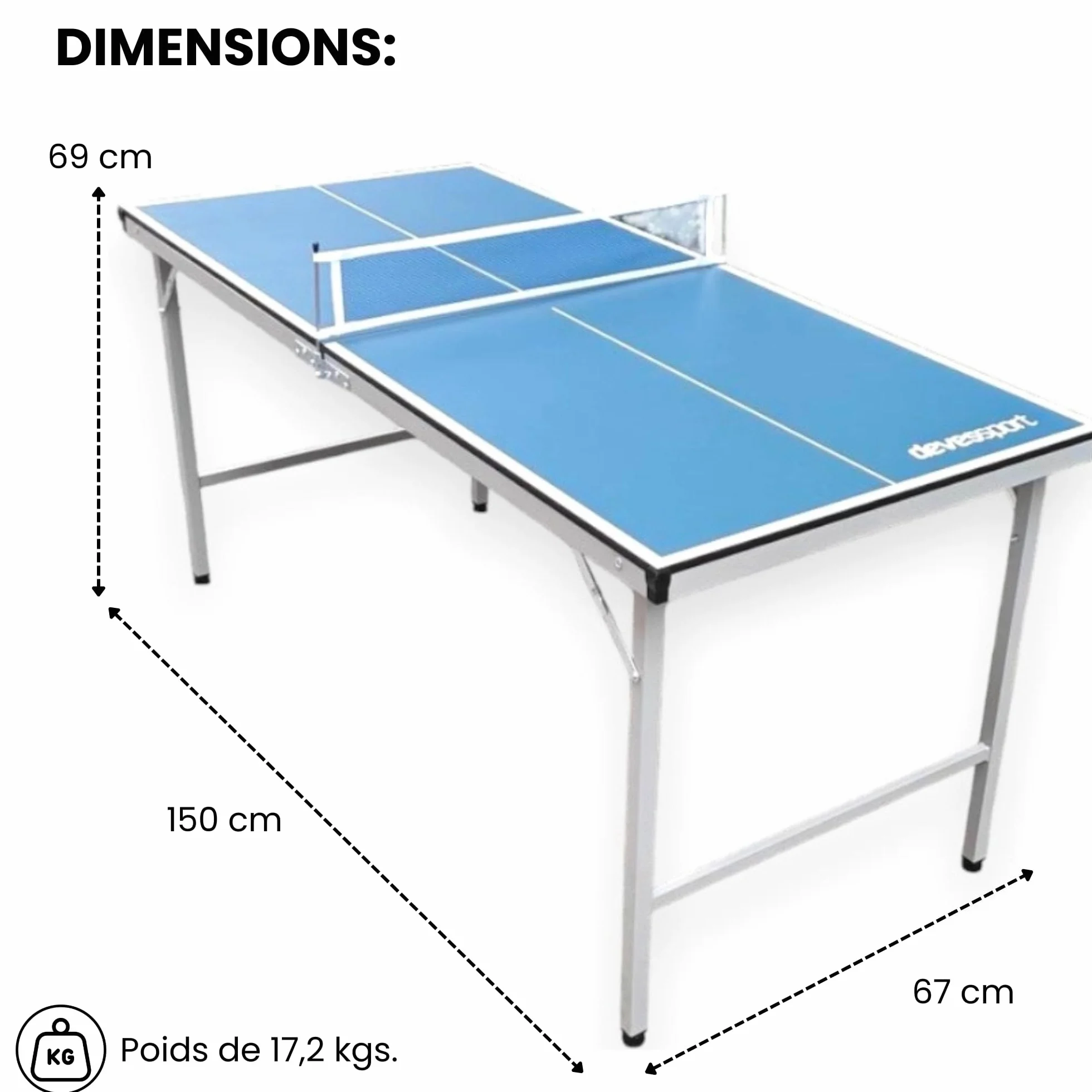 Mesa Ping Pong Infantil 150x67x69 cm Plegable Interior Exterior 2 Raquetas 3 Pelotas Red