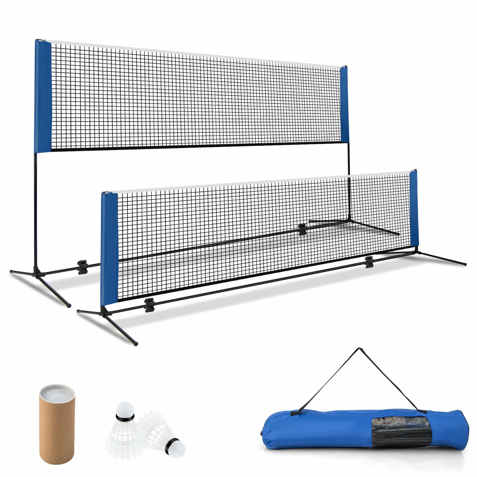 COSTWAY Red Badminton Plegable Altura Ajustable 89-155 cm Redes Portátil 2 Volantes Bolsa Transporte