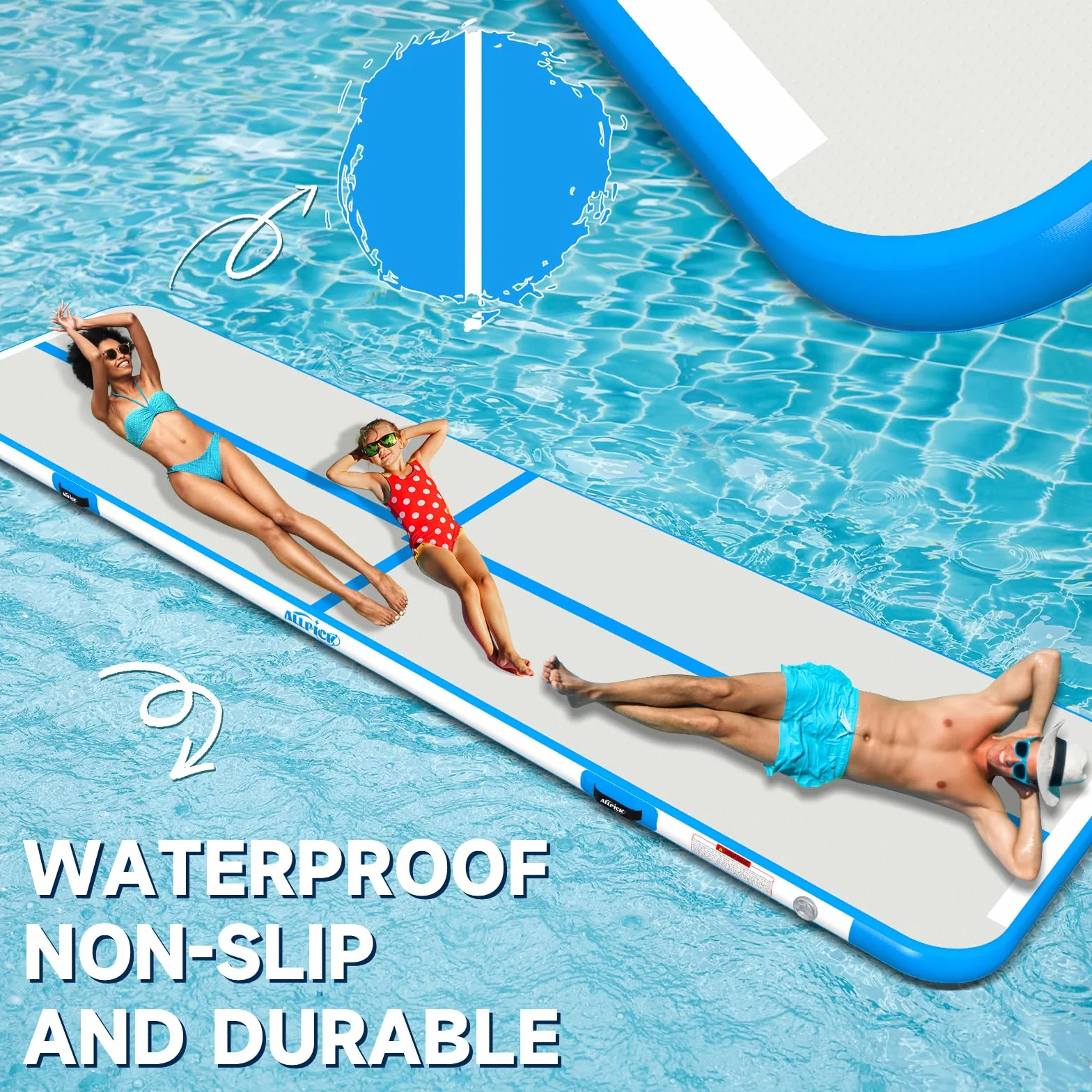ALLPICK Esterilla de gimnasia inflable 3/4 m 10/20 cm alto diseño doble cara yoga balanceo