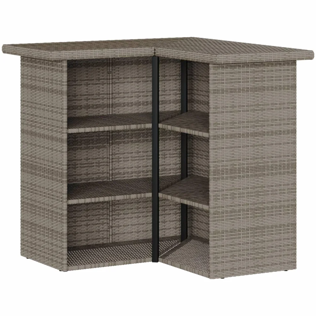vidaXL Juego de Bar de jardín de 5 Piezas con Cojines ratán PE Gris, Mesa Alta y taburetes de Exterior, Juego de Bar, Juego de Muebles