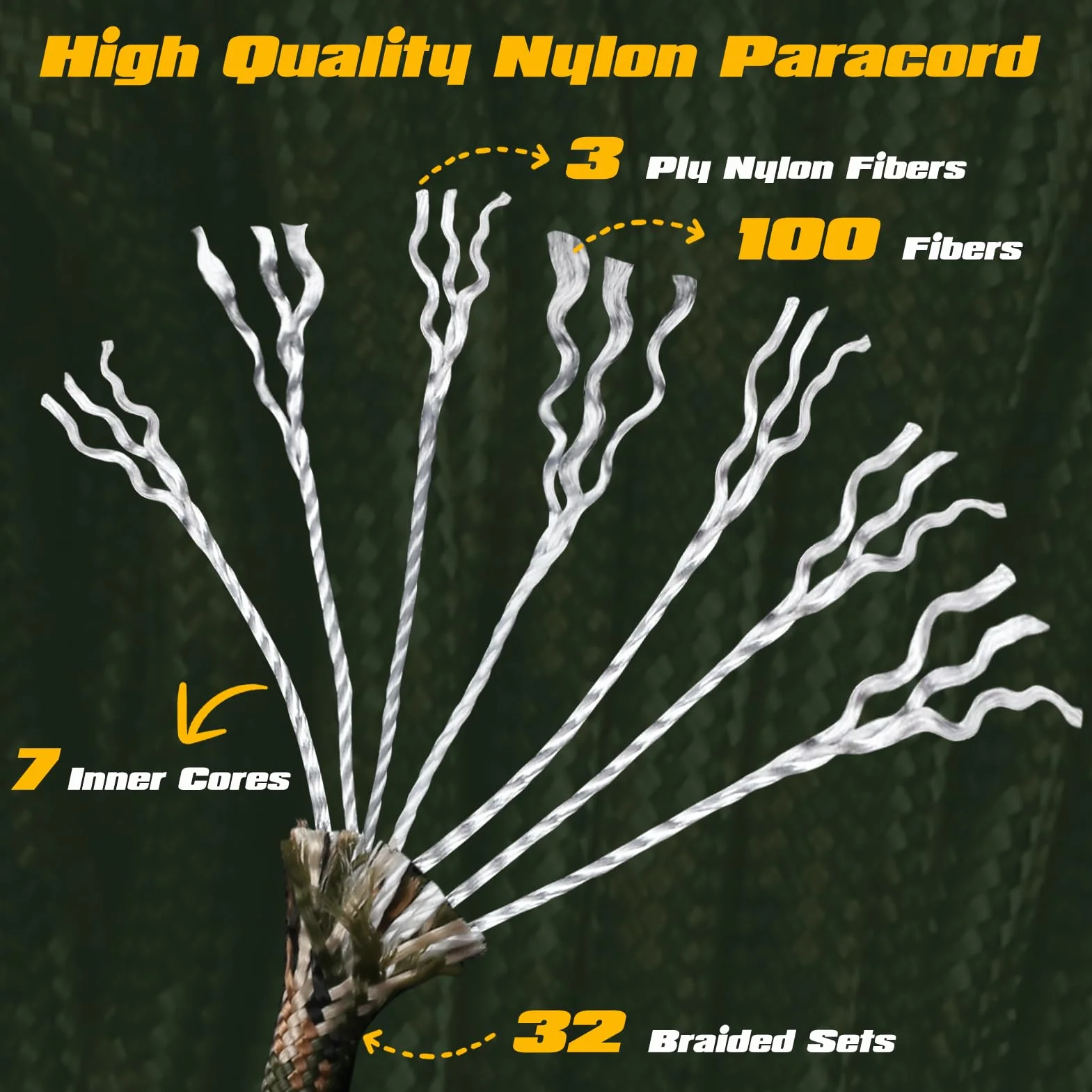 VABNEER Paracord 550 4mm 7 Hilos 33ft/10m 250 kg