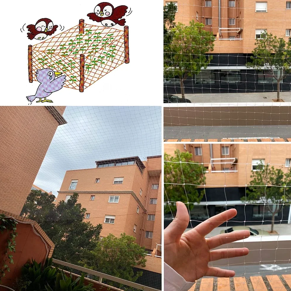 Red de jardín para pájaros para árboles frutales y arbustos, red para balcón, palomas, red anti pájaros para plantas, malla translúcida (2,5 cm x 3 m x 5 m)