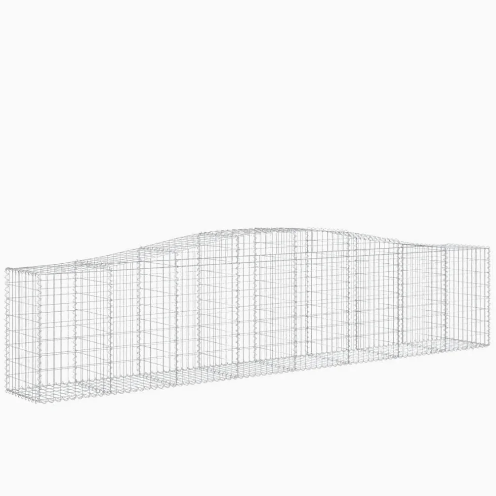 2 gaviones de arco alto, 400 x 50 x 80/100 cm, de hierro galvanizado, para barrera de jardín y protección visual, construcción estable de alambre como decoración para terraza