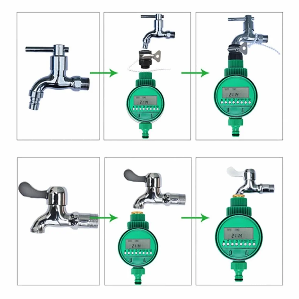 Temporizador de riego para sistema de control de riego de jardín - Temporizador de manguera programable con retardo de lluvia y anulación manual, construcción ABS, 1 minuto a 9