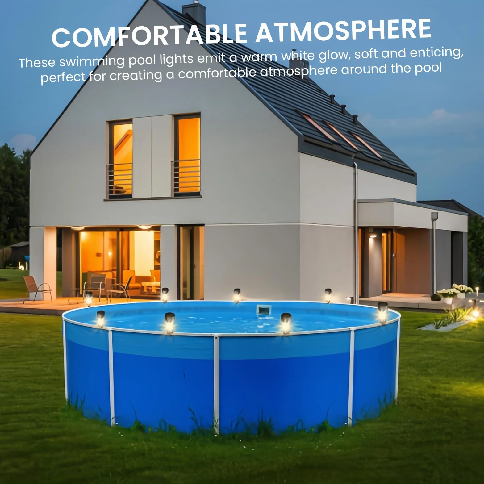 BORDEAG 10 luces para piscina, luces solares para vallas, luces LED para piscina, iluminación de estanque, luces solares para piscina, impermeables, para decoración de jardín