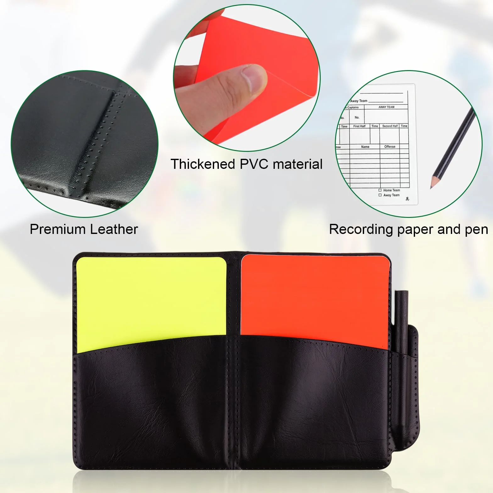 Juego de Árbitro Profesional con Silbato, Tarjetas Roja y Amarilla, Tarjetero y Funda Protectora para Fútbol