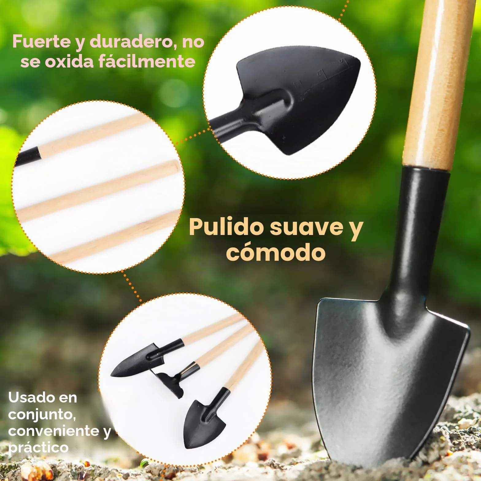 Juego de herramientas de jardín, 6 piezas de pala de jardín, pequeño juego de herramientas de jardín, mini pala para utensilios de jardín como flores, plantas, trasplantar y aflojar la tierra