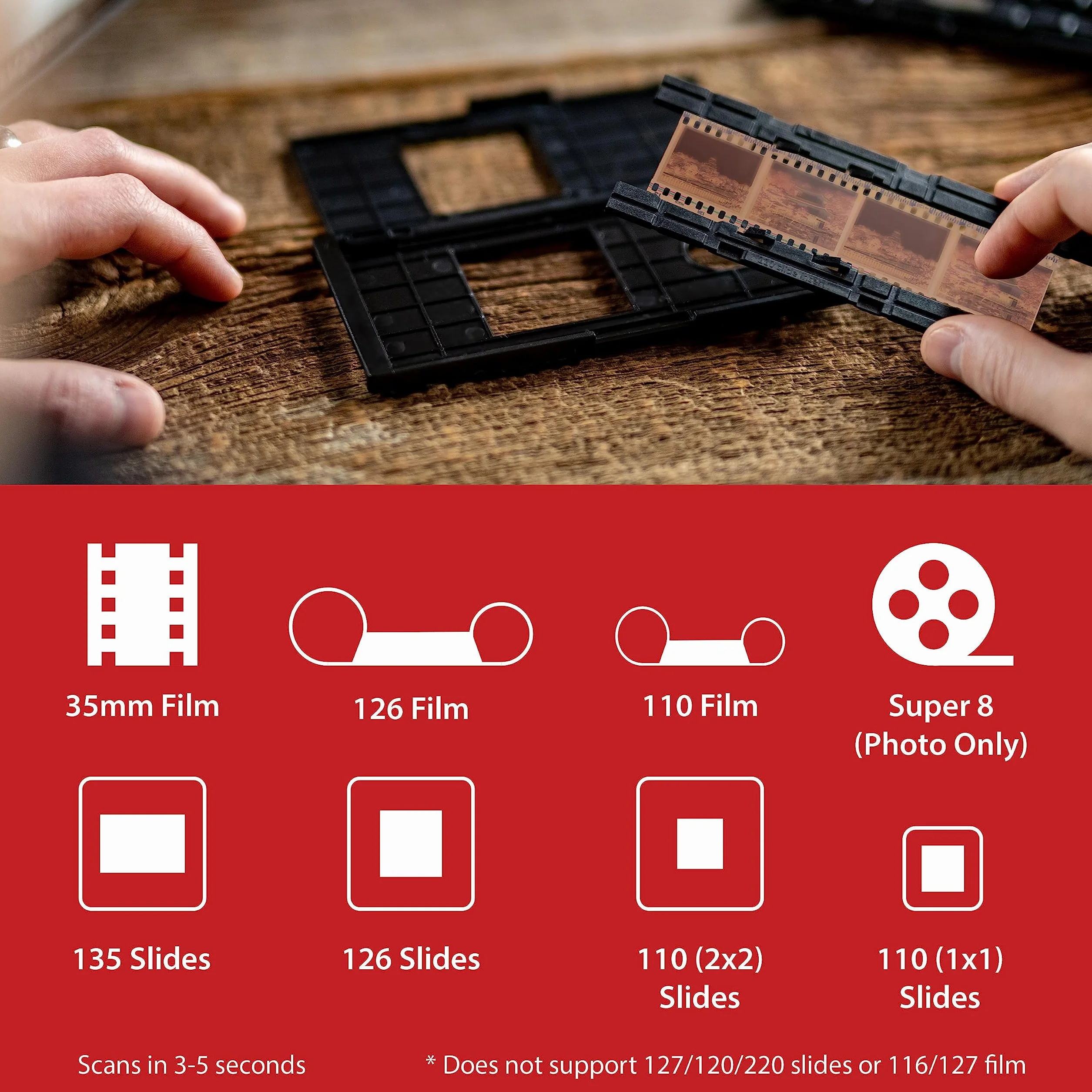 Magnasonic Escáner todo en uno 25 MP para películas 12,7 cm HDMI convierte 35 mm 126 110 Super 8 diapositivas 135 126 110 fotos digitales