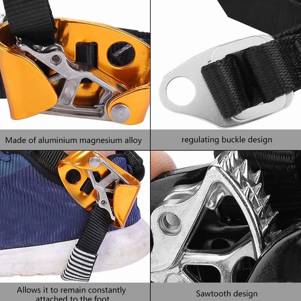 Ascender de Pie Negro Aleación Aluminio 8.3 x 4.7 cm para Escalada Montañismo