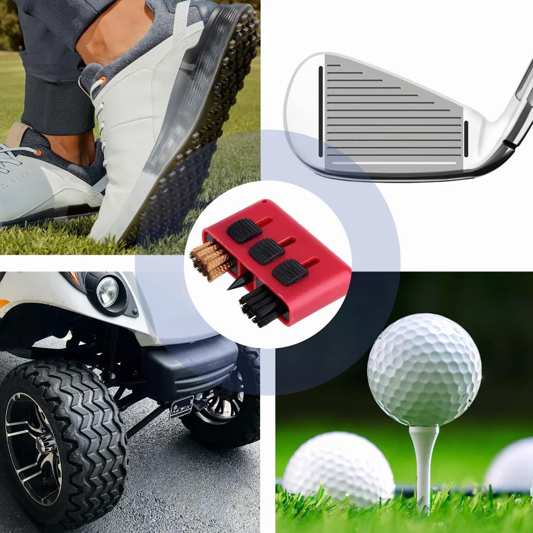 IKOPFLN 3 en 1 Herramienta de Limpieza de Palos de Golf Cepillo Multiusos Kit con Llavero