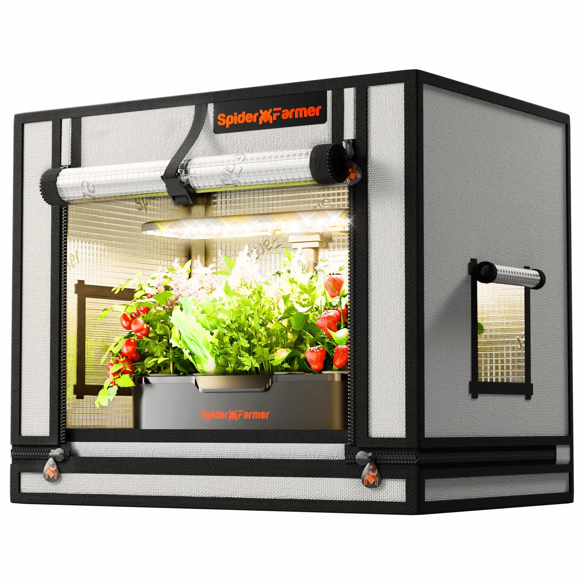 Spider Farmer Tienda de campaña para aerogarden, sistema hidropónico 24x16x20, puerta enrollable, bandeja de piso extraíble, lona Mylar gruesa 2000D