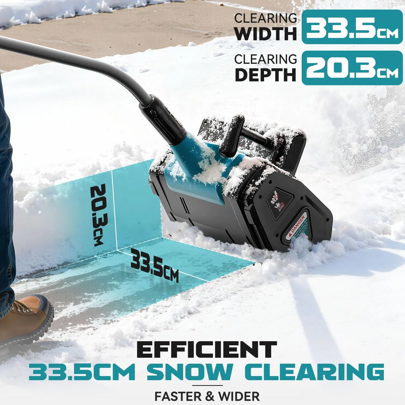 Ecarke Quitanieves con batería recargable compatible con batería Makita de 18 V, motor sin escobillas de 1000 W, altura de 20 cm, distancia de lanzamiento de 7 a 8 m, ancho de trabajo de 33,5 cm